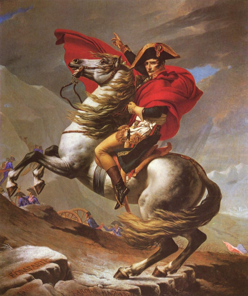 Napoleon Crossing the Alps by Jacques-Louis David. A general riding into battle with a clear strategy.